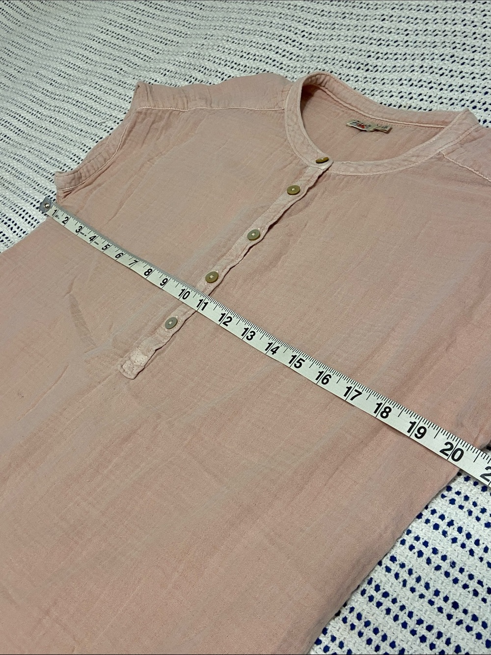 Faherty Dream Desmond top breathable, lightweight peach-colored cotton gauze S - Picture 10 of 10